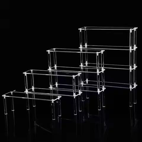 Clear Acrylic Desktop Storage Shelf for Blind Box Toys, Assemble Acrylic Trapezoidal Display Stand f