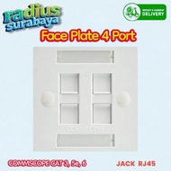 Faceplate Face Plate AMP Commscope 4 Port Compatible Modular Hole/ AMP Commscope Cat3 Cat5E Cat6