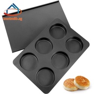Straight Side Jumbo 6-Cup English Muffin Cupcake Pan with Lid Nonstick Baking Tin Tray Mold for Hamb