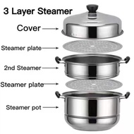 ♞3 LAYER STAINLESS STEEL STEAMER 30cm/28cm &amp; 26cm STEAMER SIOMAI &amp; SIOPAO STAINLESS STEEL STEAMER P