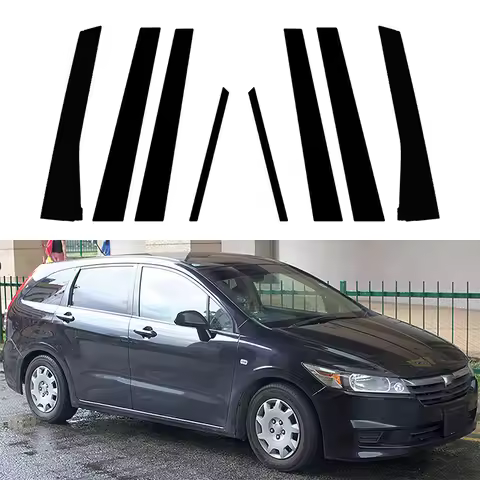 For Honda Stream RN6/7/8/9 2007-2014 Car Pillar Posts Door Window Trim Cover Panel Stickers Styling 