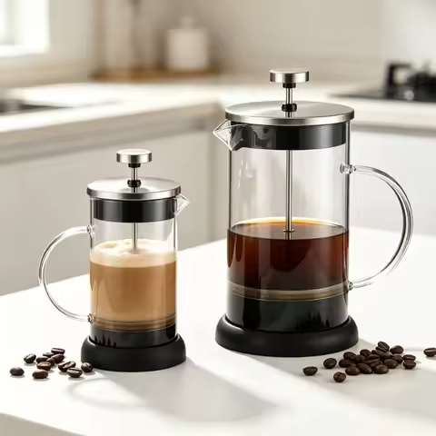 French Press Coffee Maker，Coffee Press,Heat Resistant Thickness Borosilicate Glass French Press , BP