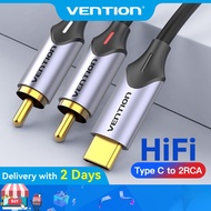 Vention USB-C to 2RCA Hi-Fi Cable, Lossless Stereo Audio DAC Adapter for Home Theater, Amplifier, iP