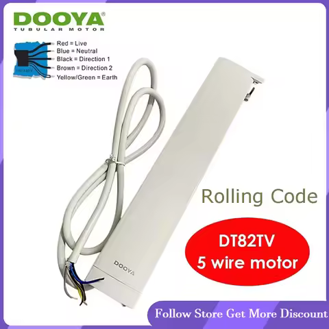 New DOOYA DT82TV 5 Wire Curtain Motor 1.2N RS485/Dry Contact/RF433 Control,100-240V 50/60 HZ,Silent 
