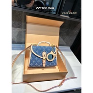 1Womens Denim Tote with Crossbody Strap, Fashion Shopping (with Box) (With Pendant) 2TL7