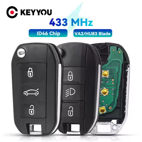 KEYYOU With Battery For Peugeot 208 2008 301 308 3008 408 508 For Citroen C3 ID46 434MHz HU83/VA2 Ca