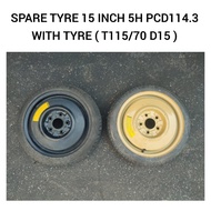 Spare Tyre 15 Inch Inci 5H PCD114.3 ( T115/70 D15 ) For Toyota Noah Voxy Honda Stream Stepwagon RD3 