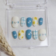 Rocco NAILTIP | Fake NAILS CUTE KOREAN PUPPY BLUE AND WHITE CUTE FAKE NAILS SIMPLE PRESS ON NAILS