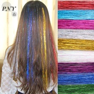 Begrenng 120 Strands Hair Tinsel Bling Silk Hair Flare Strands Glitter Rainbow Hair Decor