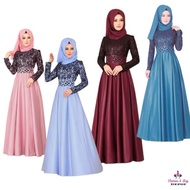 Elegant Muslimah Jubah Long Dress Fashion Abaya Moden Jubah LongSleeve Dress Lace Plus Size Dress