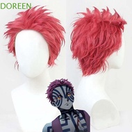 DOREEN Demon Slayer Cosplay Wig, Fluffy Anime Akaza Cosplay Wig, Party Heat Resistant Synthetic Natu