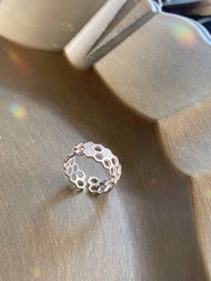 925純銀 Be my love 愛 開放式 蜂巢戒指 chaumet款 鋯石純銀戒指