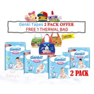 Genki Tapes 2 PACK  FREE 1 BAG  [FREE 1 DIDI &amp; FRIENDS THERMAL BAG] S85/M75/L62/XL48 #baby lampin baby diaper diapers
