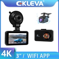EKLEVA 3-inch WIFI Dash cam Dual Lens 4K+1080P AHD Rear Camera Car DVR FHD 3840P Dashcam Time-lapse Video Playback 24H Recording Dashcam