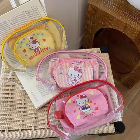 Hello Kitty Makeup Bag Storage Bag Portable Cute Japanese Charm Hello Kitty Large Capacity Makeup St