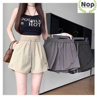 Nop Nop | Cotton Casual Wide-Leg Shorts Embroidered Drawstring Japanese Fashion Sports Loose Shorts 