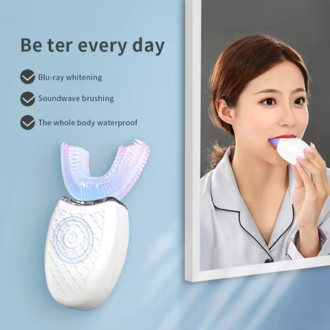 Portable U-shaped electronic silicone toothbrush