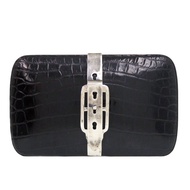 二手 Ralph Lauren 黑色鱷魚​​皮手拿包 0343