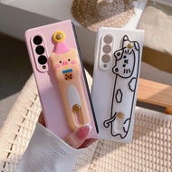 New Z Fold 5 Casing Case for Samsung Galaxy Z Fold 5 Z Fold 4 Z Fold 3 Skin Shell Cartoon Wrist Stra