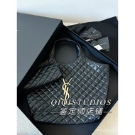 Ladies ICARE Quilted Sheep Leather Shopping Bag Tote Bag Diamond Check Shoulder Bag Portable Shoppin