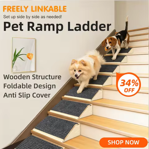 Dog Ramp Dog Climbing Ramp Wooden Pet Ramp Ladder Pet Climbing Aid Couch Low Angled Dog Cat Climbing