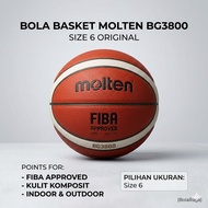 Molten BG3800 Basketball Original Size 6 | Great Grip | Indoor Outdoor | Free Ball Net & Valve