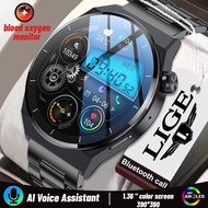นาฬิกา NFC อัจฉริยะ2023 LIGE ผู้ชาย AMOLED 390*390จอ HD อัตราการเต้นหัวใจนาฬิกาโทรผ่านบลูทูธผู้ชาย IP68กันน้ำ