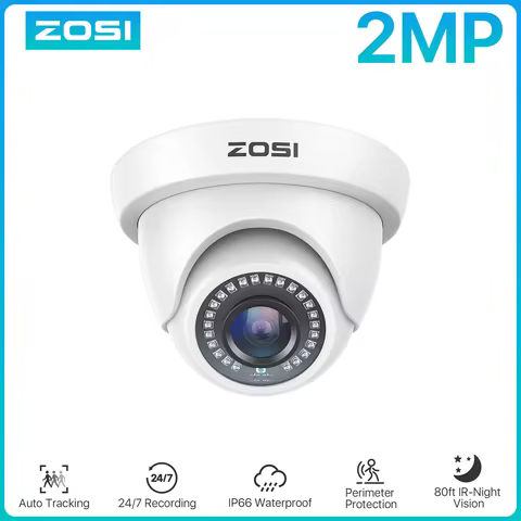 ZOSI 2.0MP HD Security Camera 1080P Hybrid 4-in-1 TVI CVI AHD 960H Dome Surveillance Camera In/Outdo