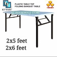 KT WARE Heavy Duty Foldable Plastic Top Banquet Table Folding Function Table Catering Table Buffet T