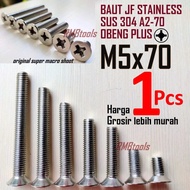 M5x70 JF STAINLESS GRADE 304 A2-70 FLAT HEAD CSK MACHINE SCREW SCREWDRIVER PLUS M5