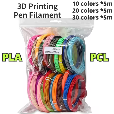 3D Pen Filament 1.75mm Printing Pen Refills 10/20/30 Colors PCL Low Temp PLA Filament 5m Wire for 3D
