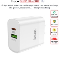 Cốc sạc nhanh 2 cổng Hoco C80 PD20W QC3.0 dùng cho iphone và androi
