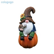 COLO Outdoor Garden Gnomes Statue Thanksgiving Pumpkin Gnomes Resin Fall Autumn Gnomes Figurine Orna