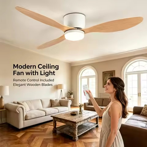 New Remote-Controlled Ceiling Fan With Light 42 inches 52 inches Household Electric Fan Silent indoo