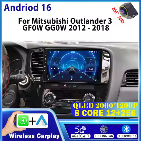 Android 16 Wireless Carplay For Mitsubishi Outlander 3 GF0W GG0W 2012 - 2018 Auto GPS Car Radio Mult
