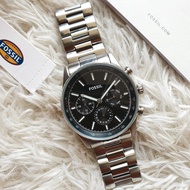 Fossil BQ2447 Sullivan Multifunction Chronograph Watch with Black Dial Tachymeter Design Silver Stai
