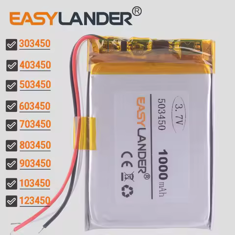 3-wire 1000mAh 3.7V Polymer Lithium Battery Li-ion Battery 503450 523450 303450 403450 603450 703450