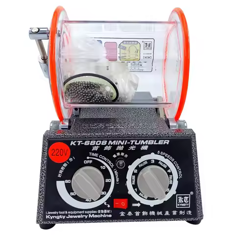 220V kt6808 Rotary Tumbler + (FREE) 1 pound polishing Media Round Beads, Barrel Tumbler For Jewelry&