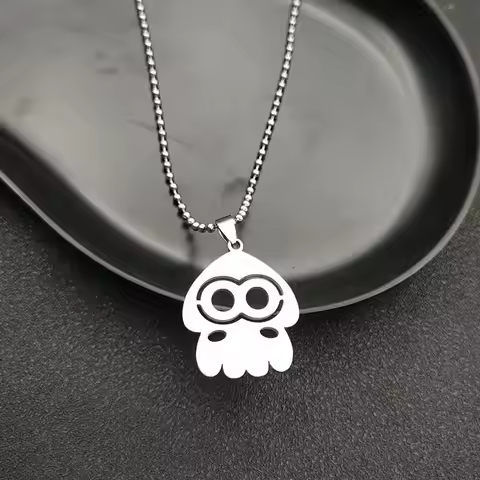 Game Splatoon 3 Squid Necklace Titanium steel Chain Pendant Prop Accessories Gift for Men And Women