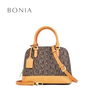 Bonia Brown Monogram Satchel Bag