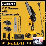 KEELAT 12/8/6 Inch Electric Cordless Chainsaw Mini Chainsaw Electric Pruning Saw Wood Pruning shears Cutter Potong Pokok