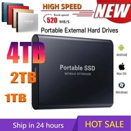 Portable SSD Solid State Hard Disk 1TB 2TB External Hard Drive USB 3.1/Type-C High-Speed Storage Device for Laptops/Desktop/Mac