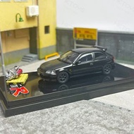 1：64 車模 Hobby Japan Honda Civic Type R EK9 Black 碳纖頭冚 黑鈴 本田思域 引擎展示版 合金汽車模型