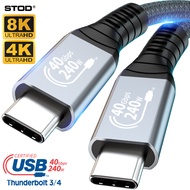 STOD Thunderbolt USB 4 Cable 40Gbps 240W 48V 5A Power Line Thunderbolt 4 USB4 100W 4K 8K Monitor Project Display Port Type C to Type C Wire USBC Thunderbolt 3 Data Cord Compatible with Apple Macbook Pro Samsung Surface HP Dell Thinkpad Laptop PS5 Grey 1M