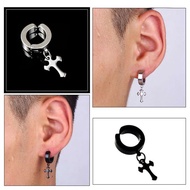 Earrings No Need To Pierce The Ears Cross Huggie Stud for Men Stainless Steel Earing-1 Piece