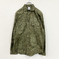 Brooks Brothers 長袖 Aloha 襯衫，全身印花，綠色，S 碼，古著。