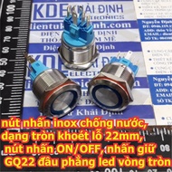 ON/OFF stainless steel push button, waterproof hold, round shape with 22mm hole, GQ22 flat head, 5 c