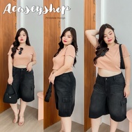 Acasey กางเกงยีนส์ผู้หญิง ขาสั้น 5ส่วน คาร์โก้ สาวอวบ รุ่น DUDE CARGO SHORT❤️‍🔥