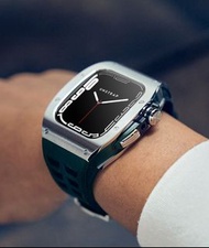 Apple Watch case ⌚ 金屬殼運動錶帶 44mm 45mm series 8,7,6 iwatch Full Stainless Steel rubber strap (MON-44-02)
