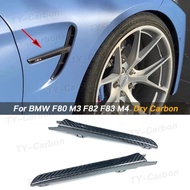 For BMW M3 F80 M4 F82 F83 14-20 Replacement Real Dry Carbon Fiber Side Fender Air Vent Flow Trim Car